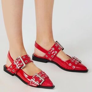 Steve Madden Red Buckle Flats